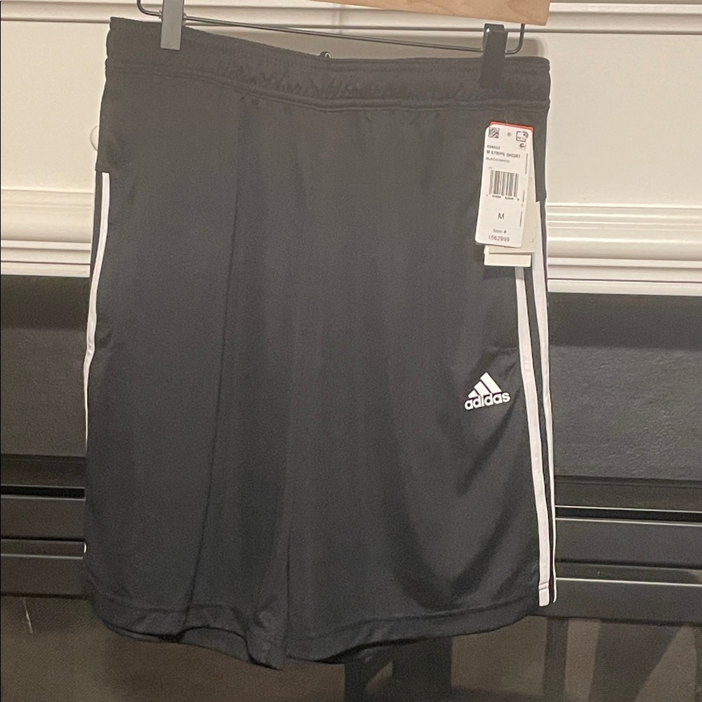 NWT Adidas Black Shorts with White Stripes